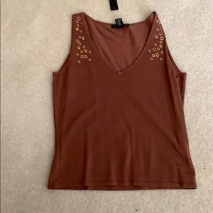 August Silk brown sleeveless top